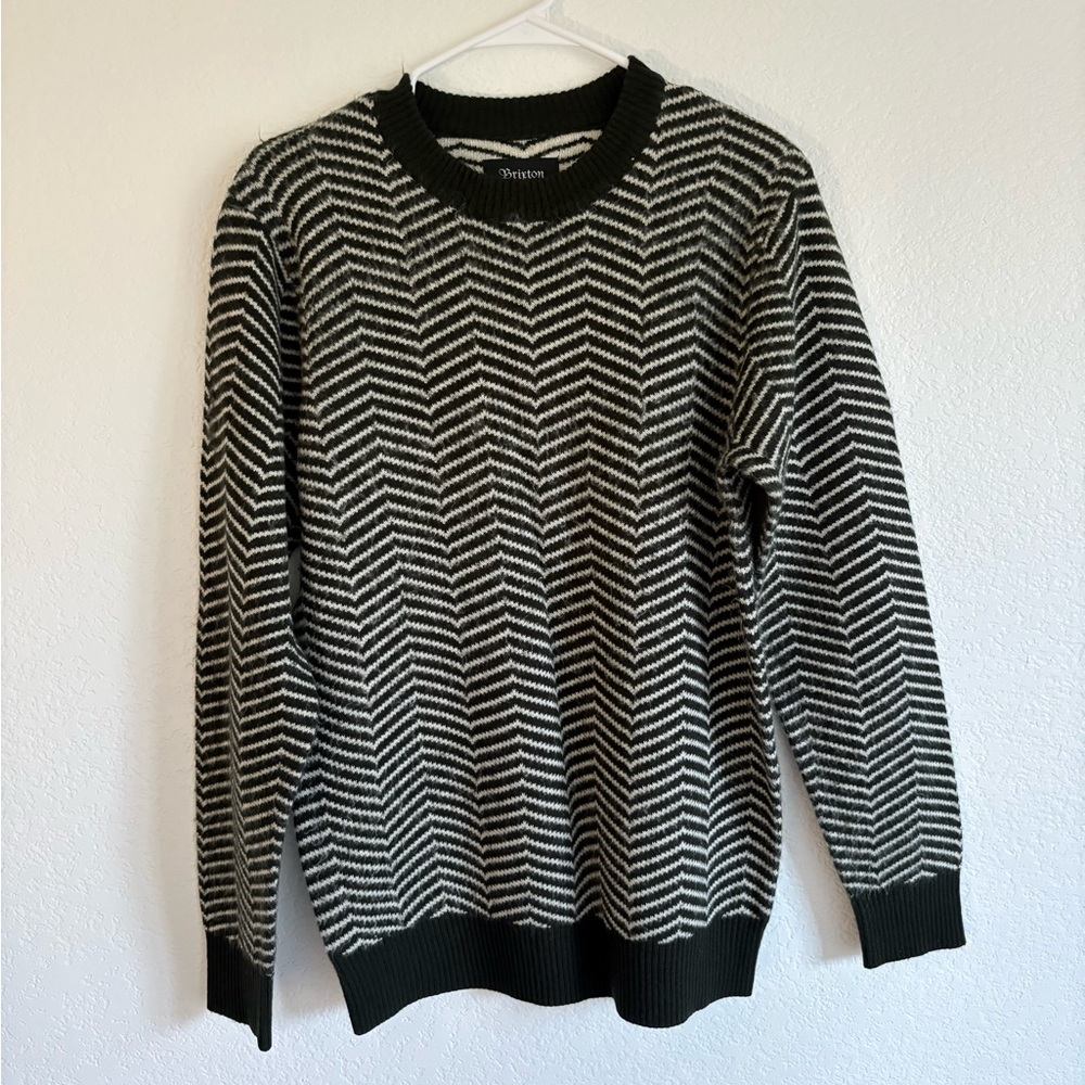 Brixton chevron Patterned Black and White Sweater
